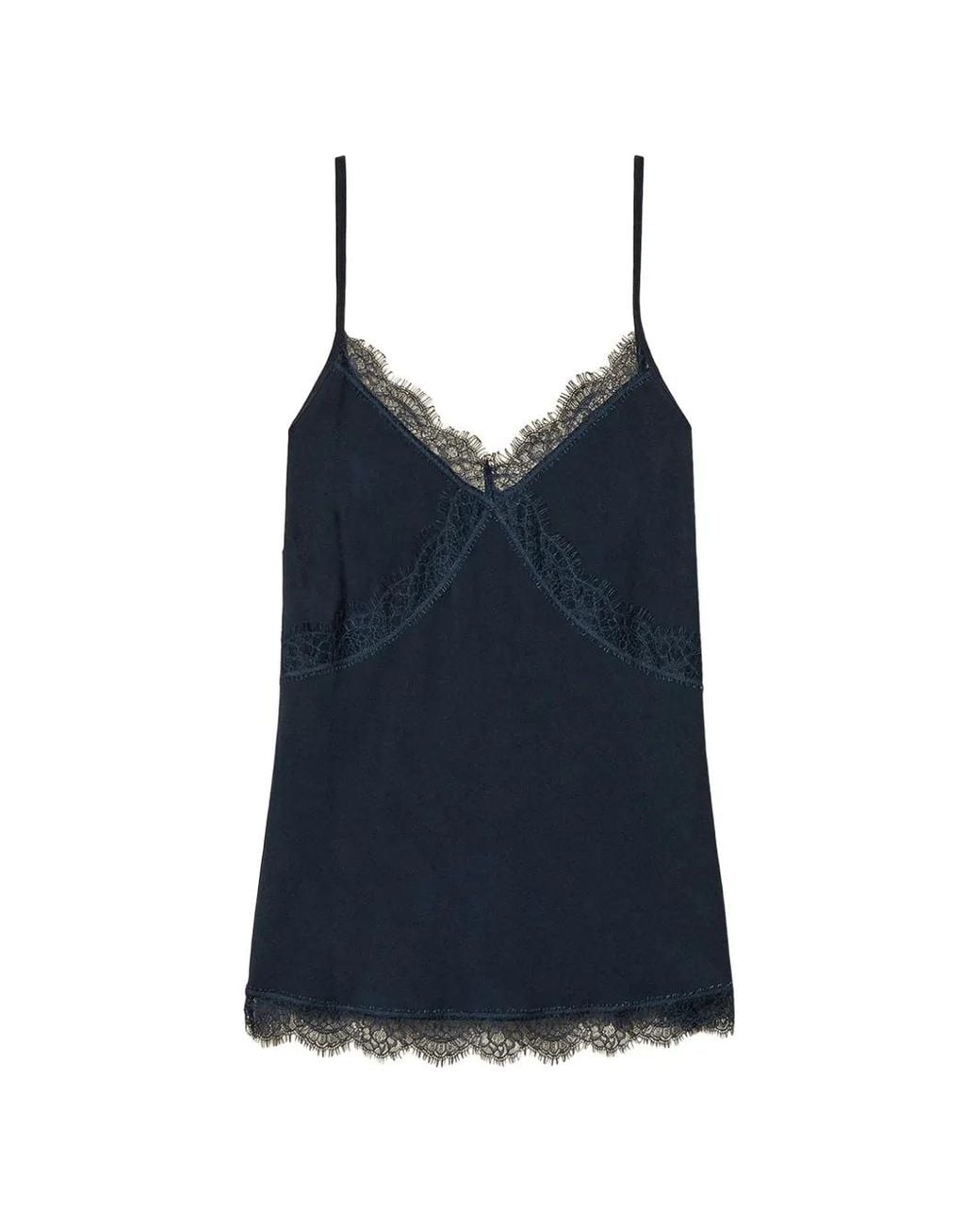 Twinset Blue Crêpe De Chine Top With Lace