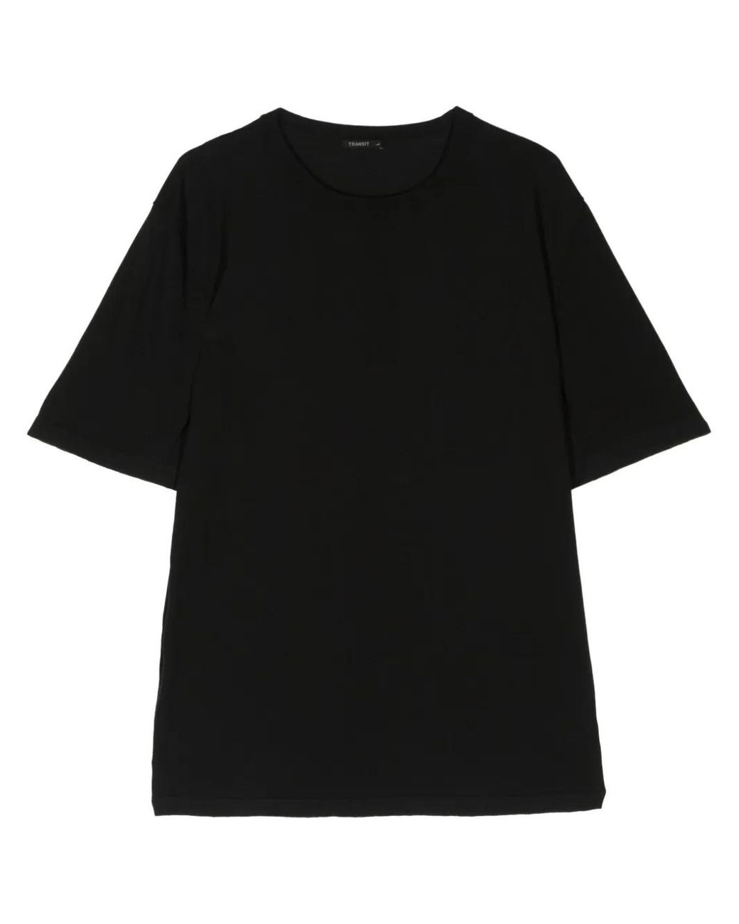 Transit Black Round-Neck Cotton T-Shirt for men