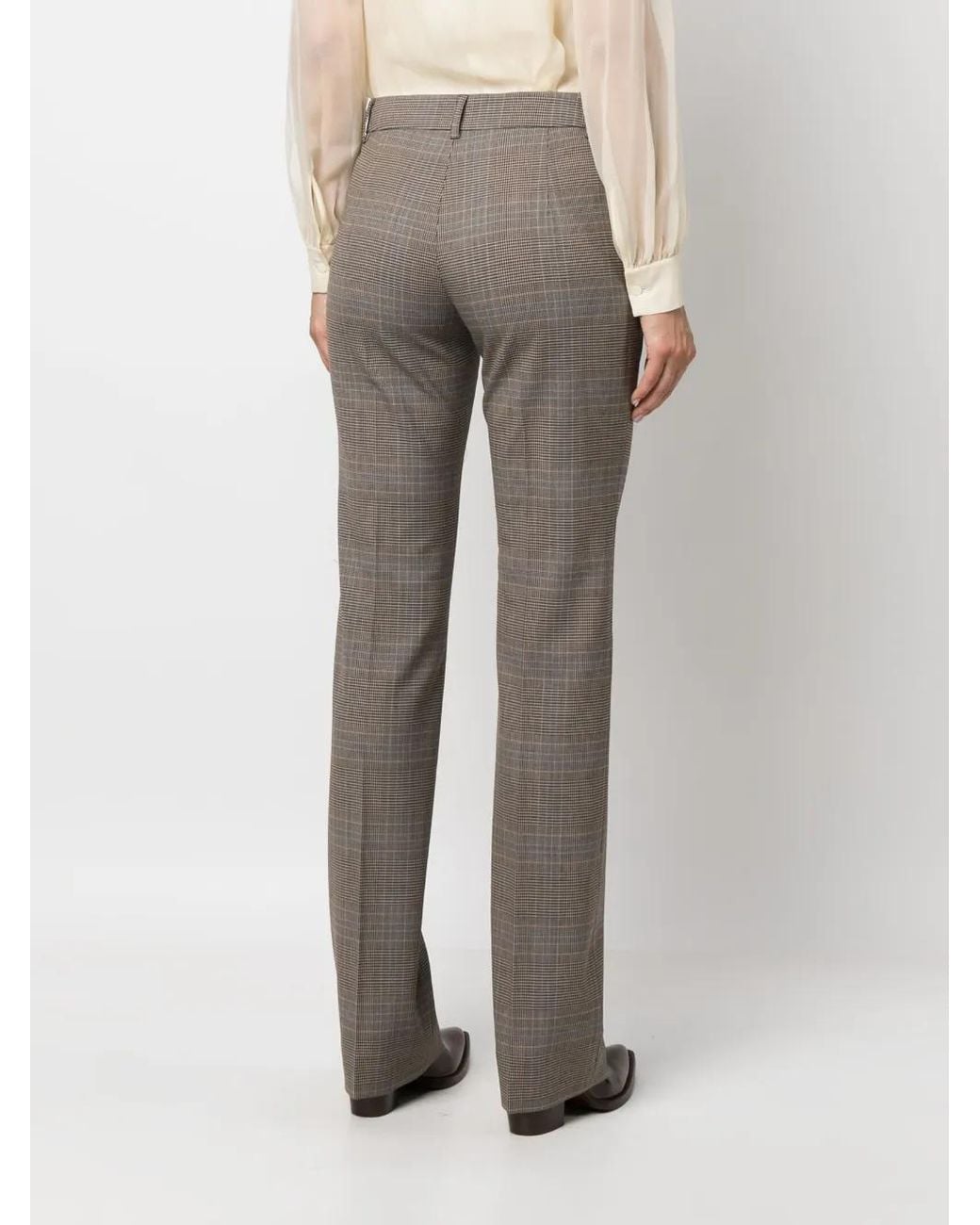 Moschino Gray Checked Straight-Leg Trousers
