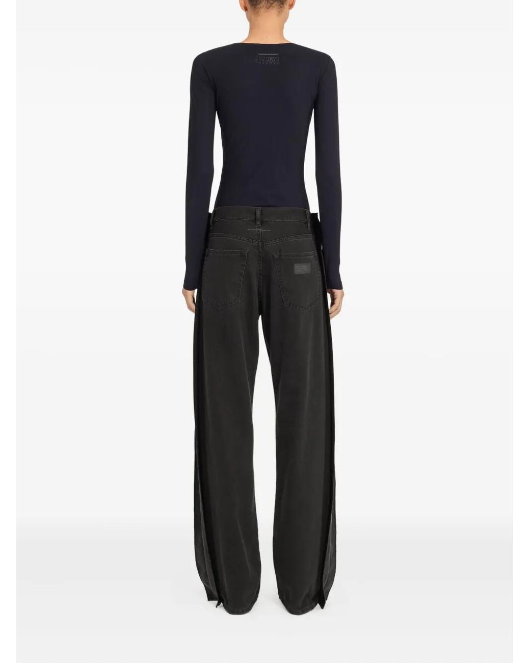 MM6 by Maison Margiela Blue Long-Sleeve Jeans Bodysuit