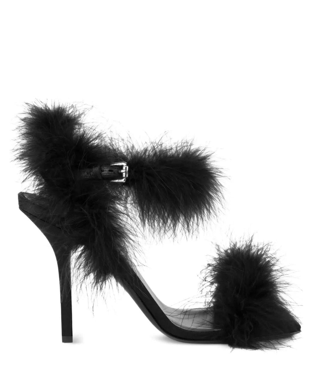 Moschino Black Feather-Embellished Sandals