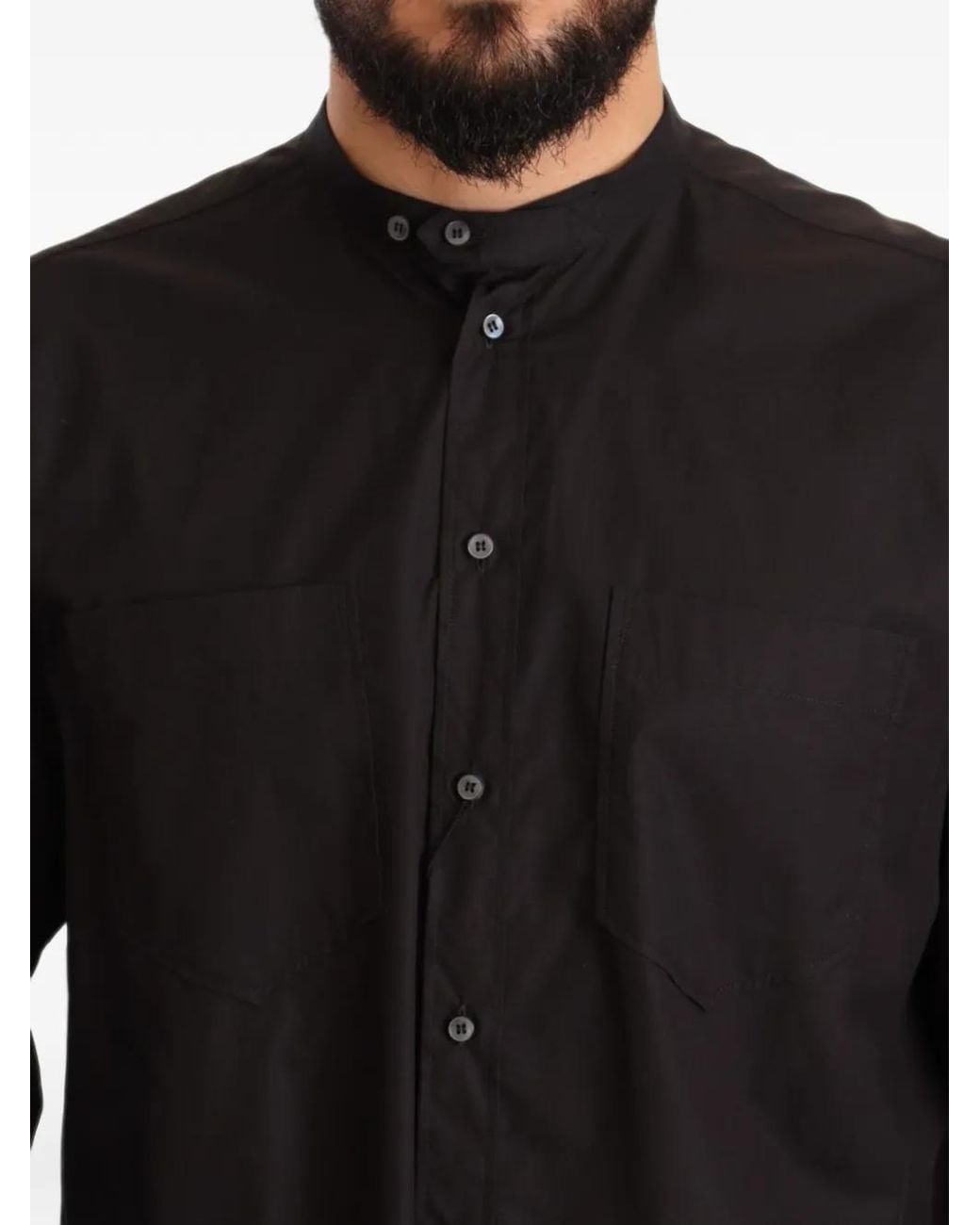 Dolce & Gabbana Black Mandarin-Collar Long-Sleeves Shirt for men