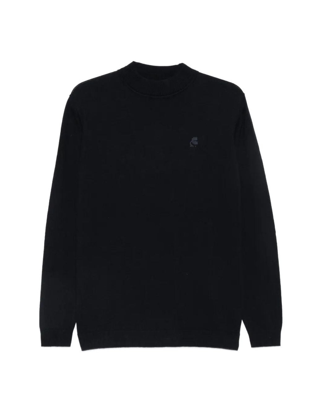 Karl Lagerfeld Black Logo-Embroidered Crew-Neck Sweater for men