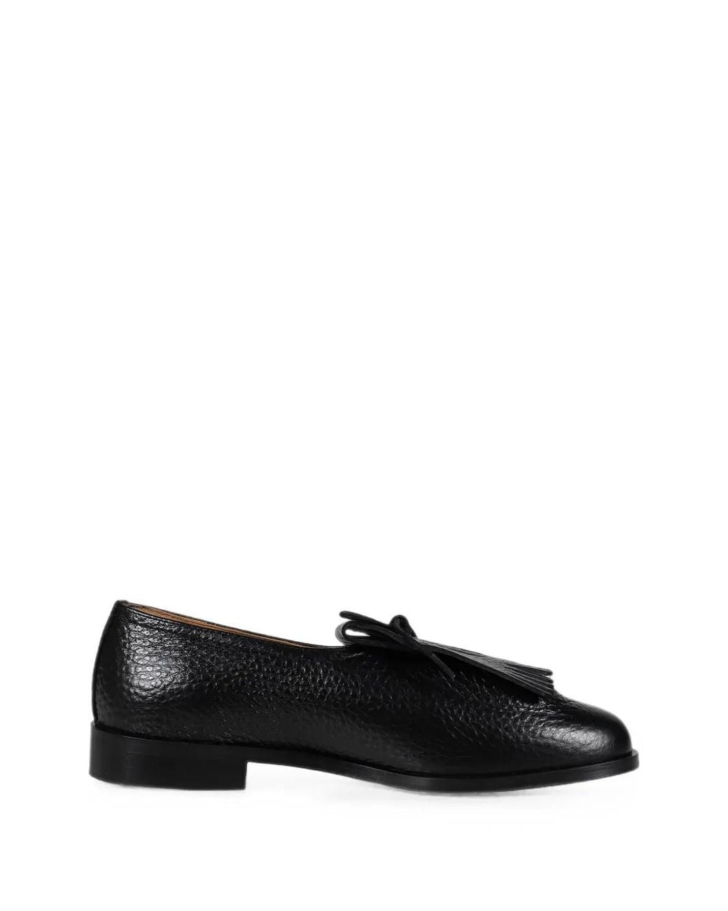 Jacques Soloviere Black Matt Kilt Fringed Loafers for men