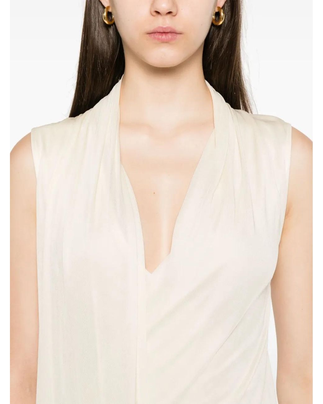 Totême White Overlapped Scarf Dress
