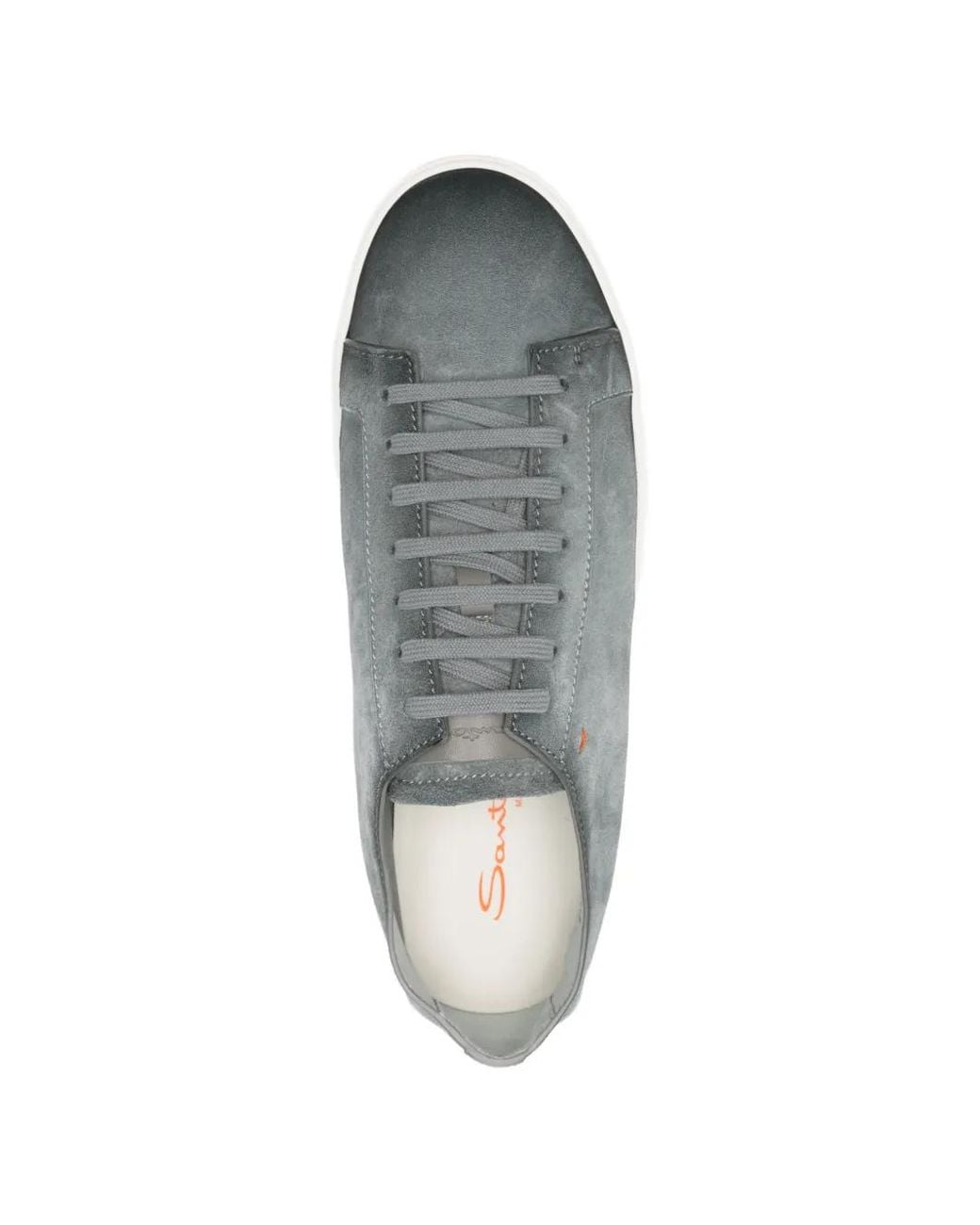 Santoni White Lace-Up Sued Sneakers for men