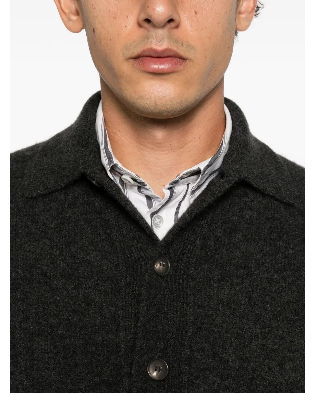 FILIPPO DE LAURENTIIS Black Cashmere Button-Up Cardigan for men