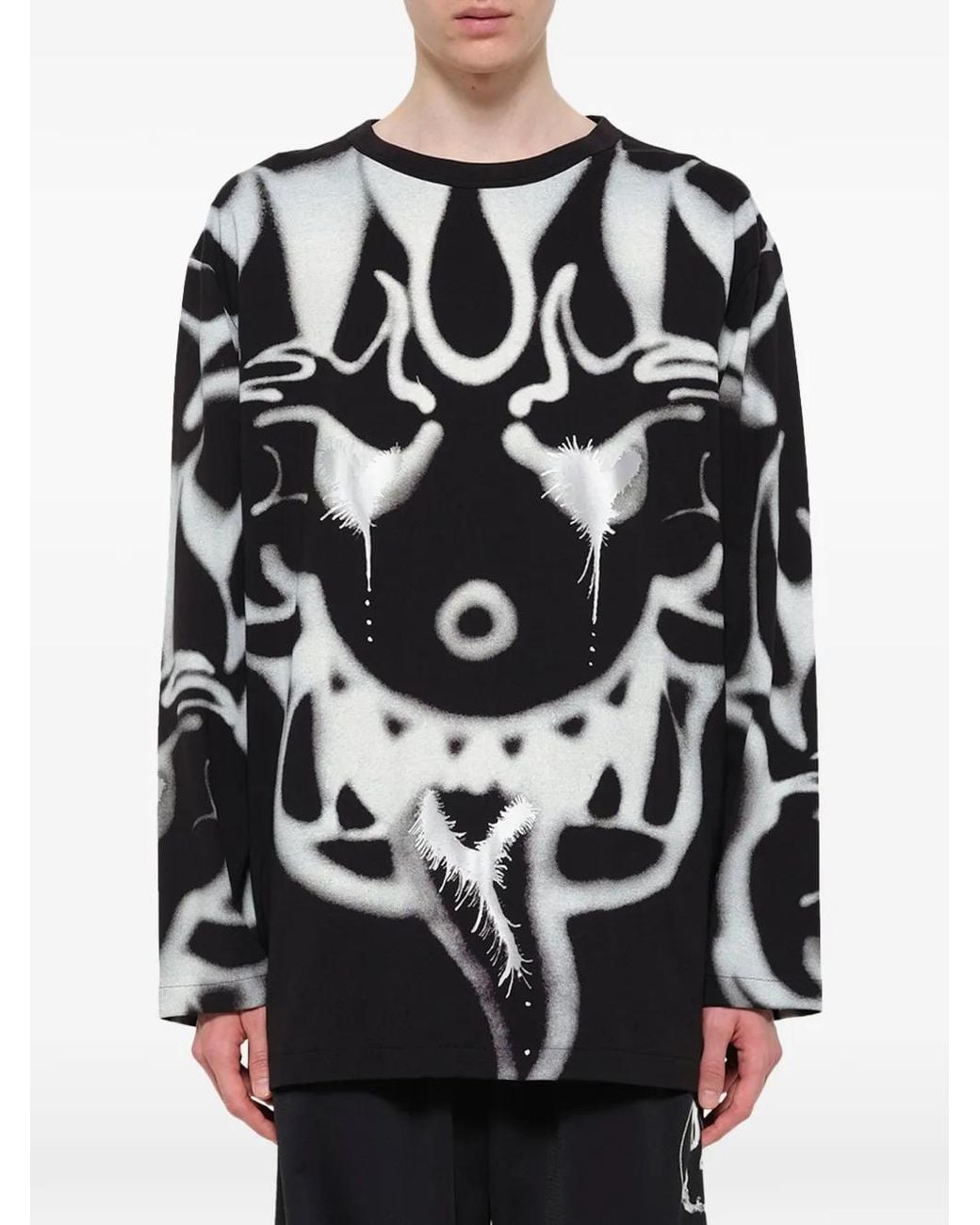 Y-3 Black Printed Cotton T-Shirt for men