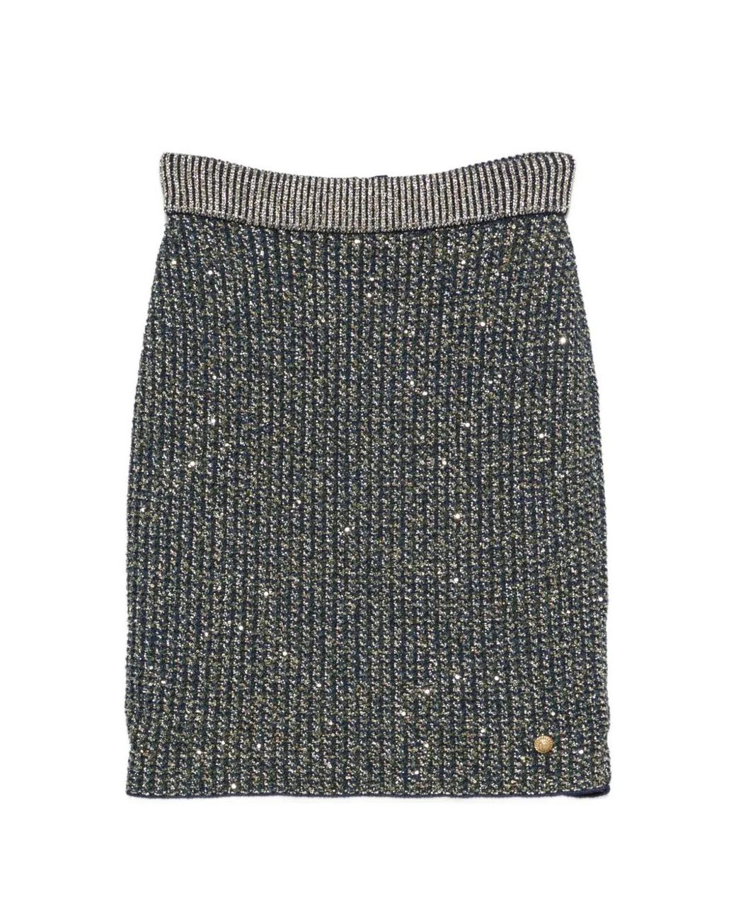 Balmain Gray Sequin-Embellished Glitter-Effect Midi Skirt