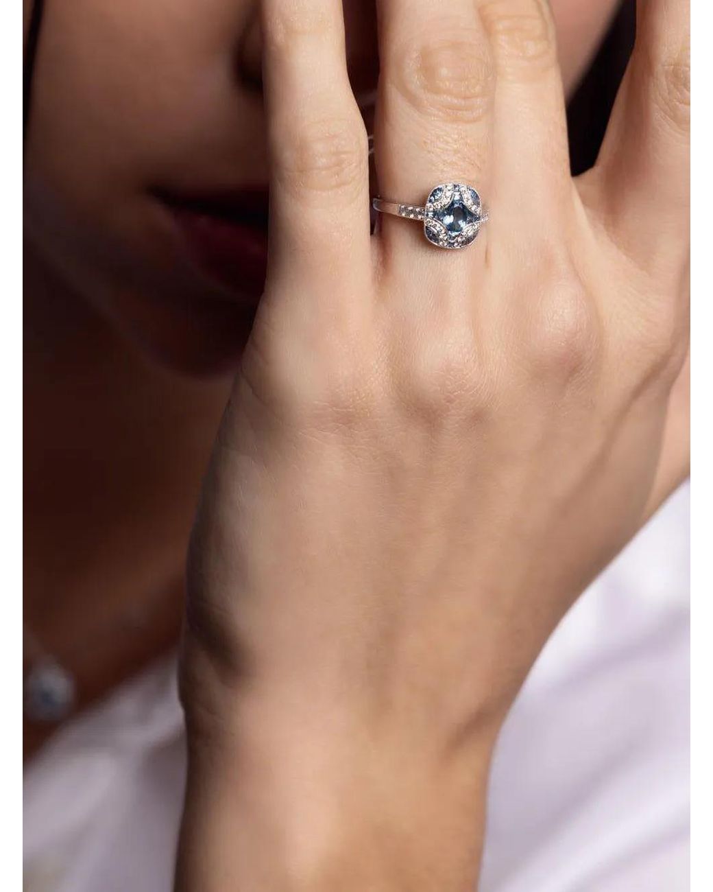 Kwiat Blue 18K Argyle Diamond And Aquamarine Ring