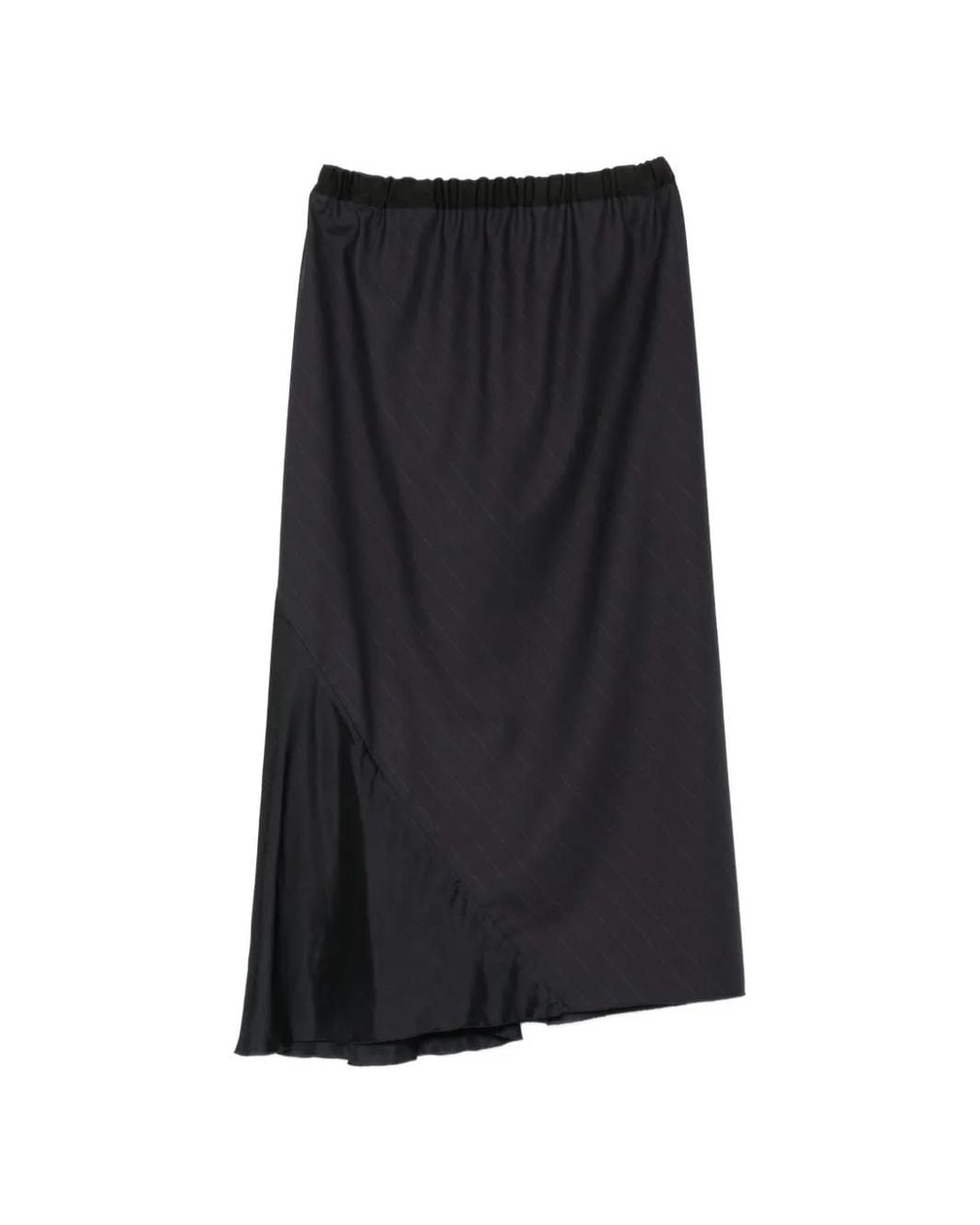 FRANCESCA MARCHISIO Black Pinstripe-Pattern Panelled Midi Skirt