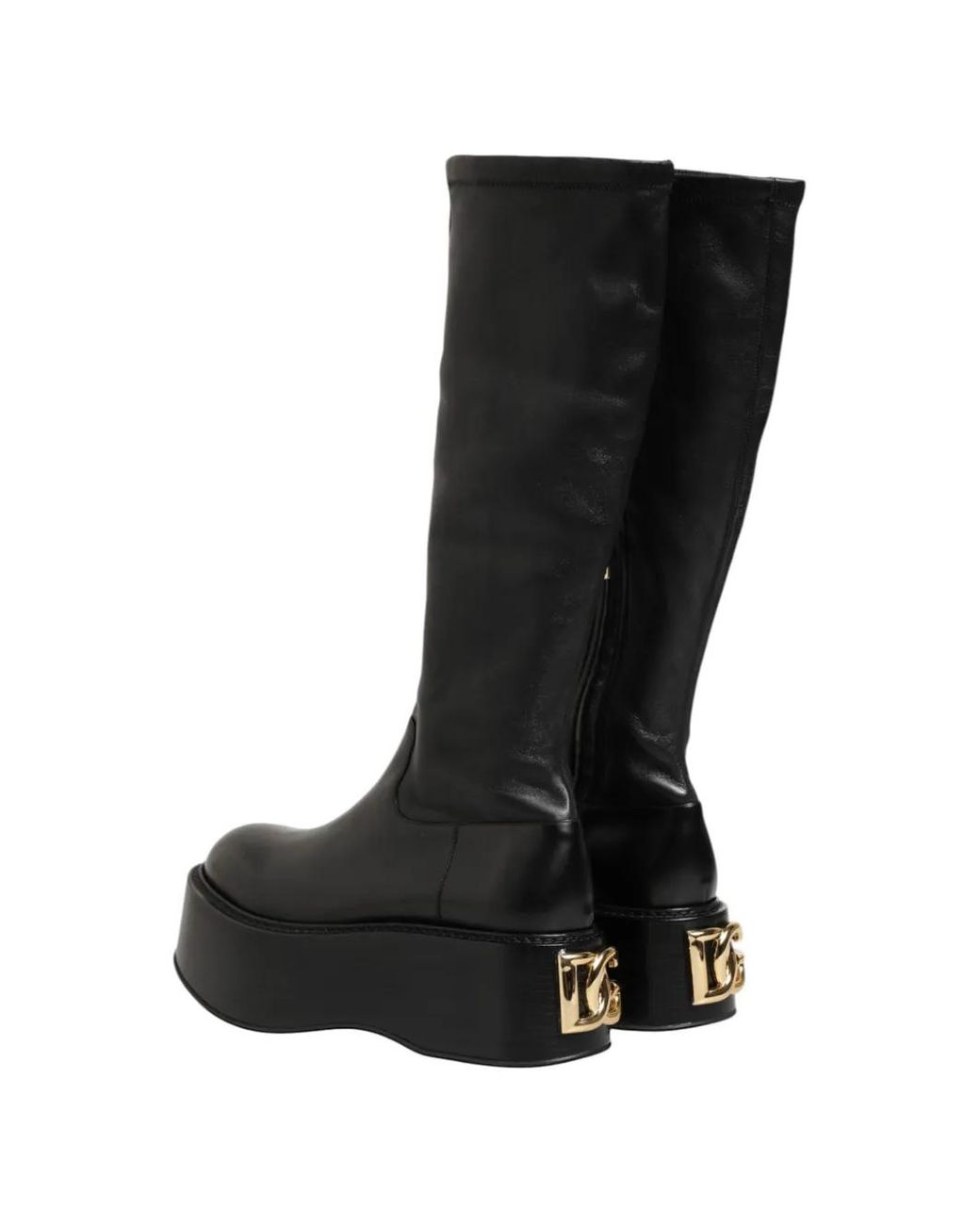 Dolce & Gabbana Black Logo-Plaque Platform Boots for men