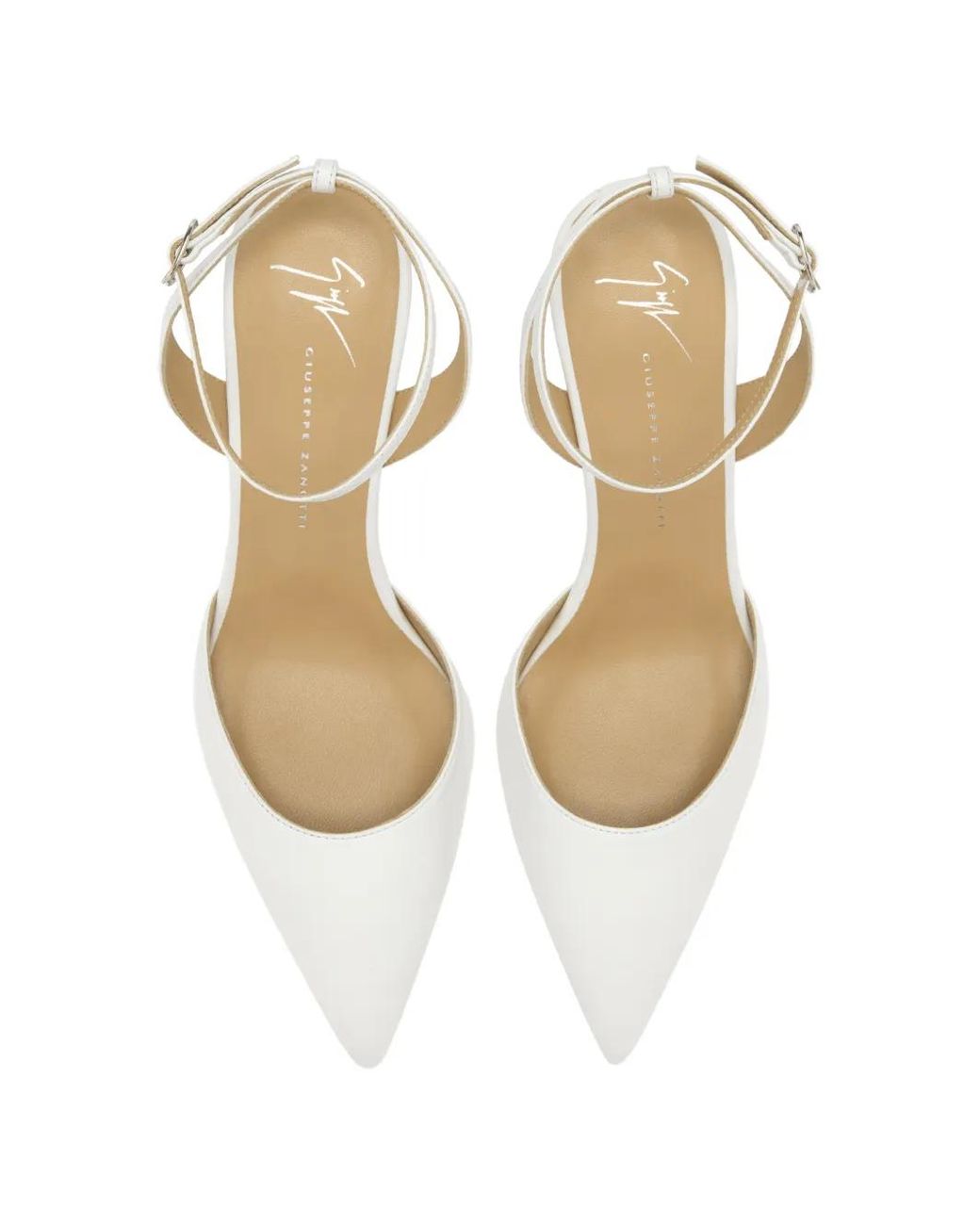 Giuseppe Zanotti White Buckle Strap Pumps