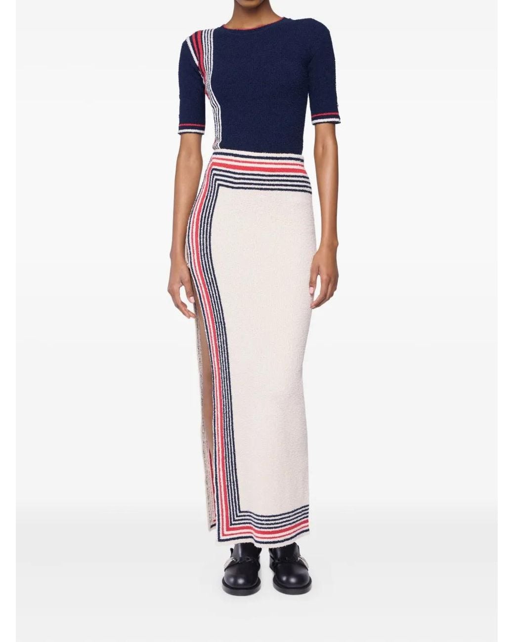 Rabanne White Striped Knitted Skirt