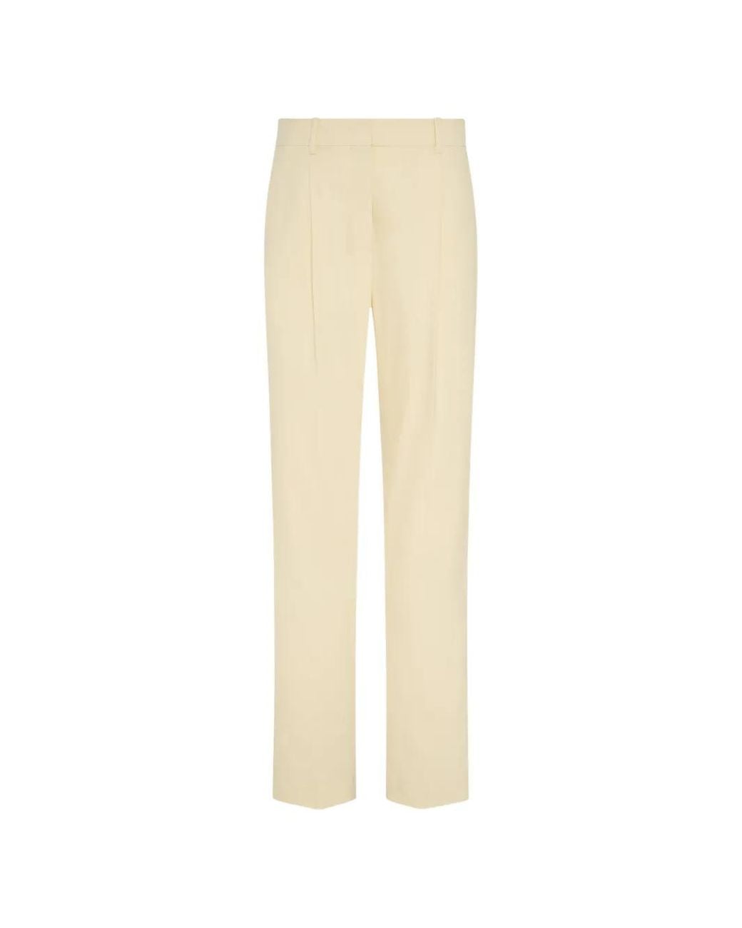 Another Tomorrow White Pleated Wool Trousers