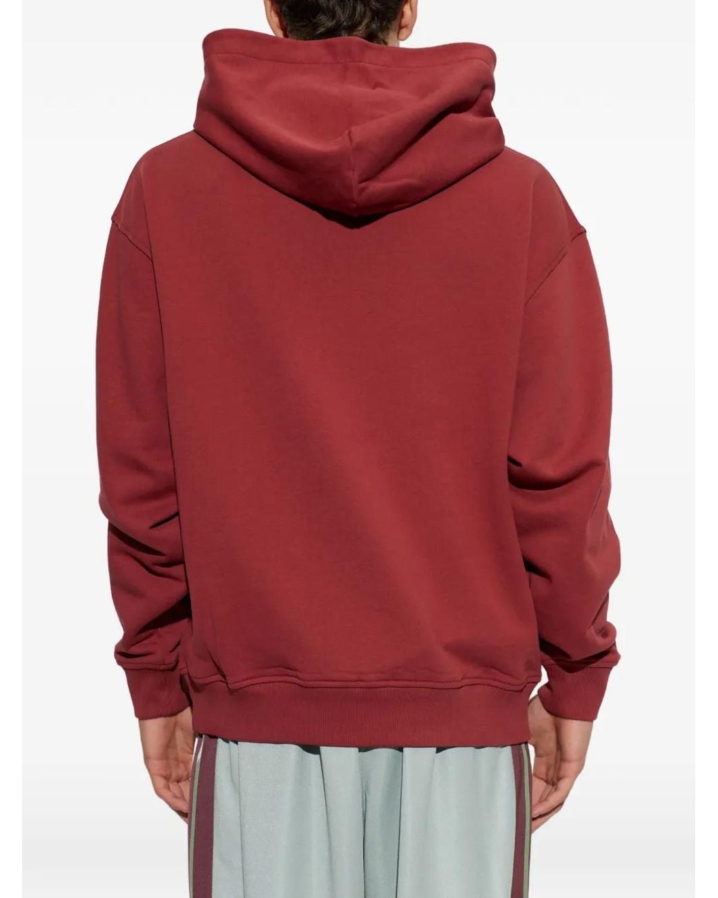 Palm Angels Red Logo-Print Cotton Hoodie for men