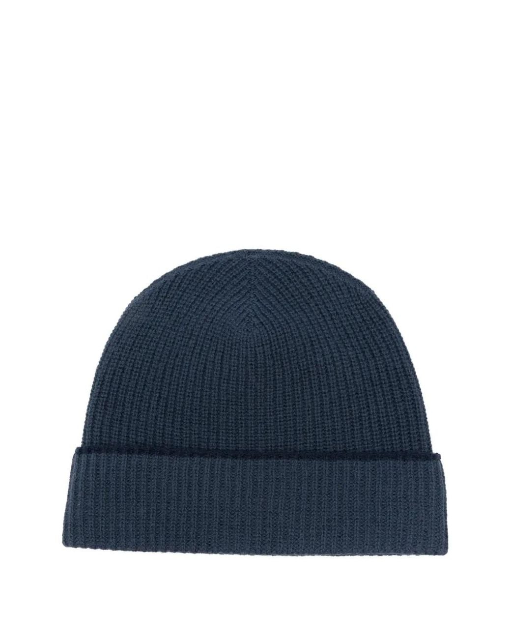 Eleventy Blue Ribbed-Knit Beanie Hat for men
