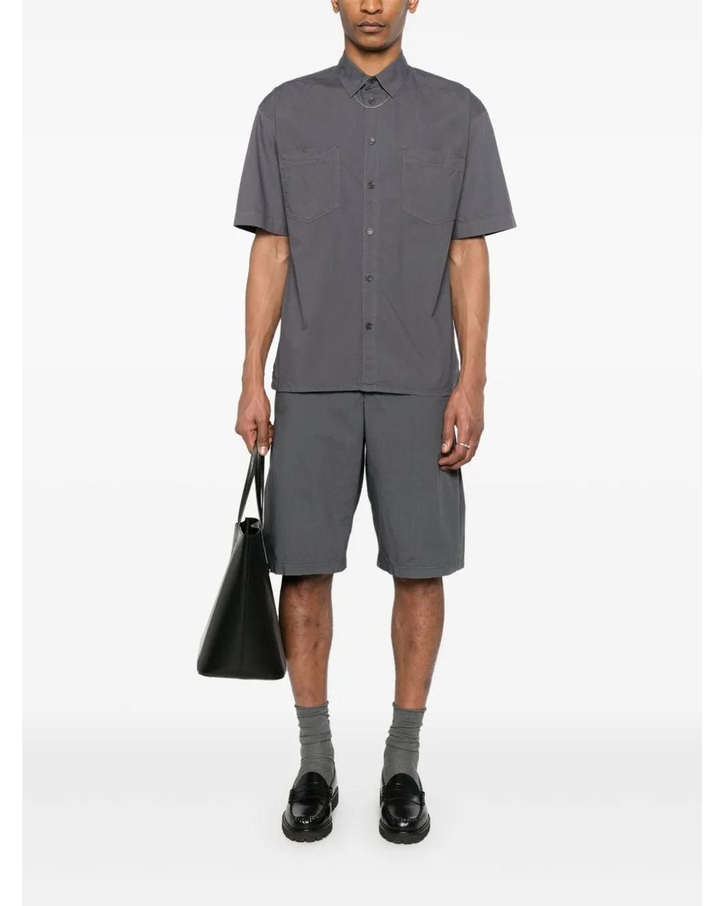 YMC Gray Twisted Seam Shorts for men