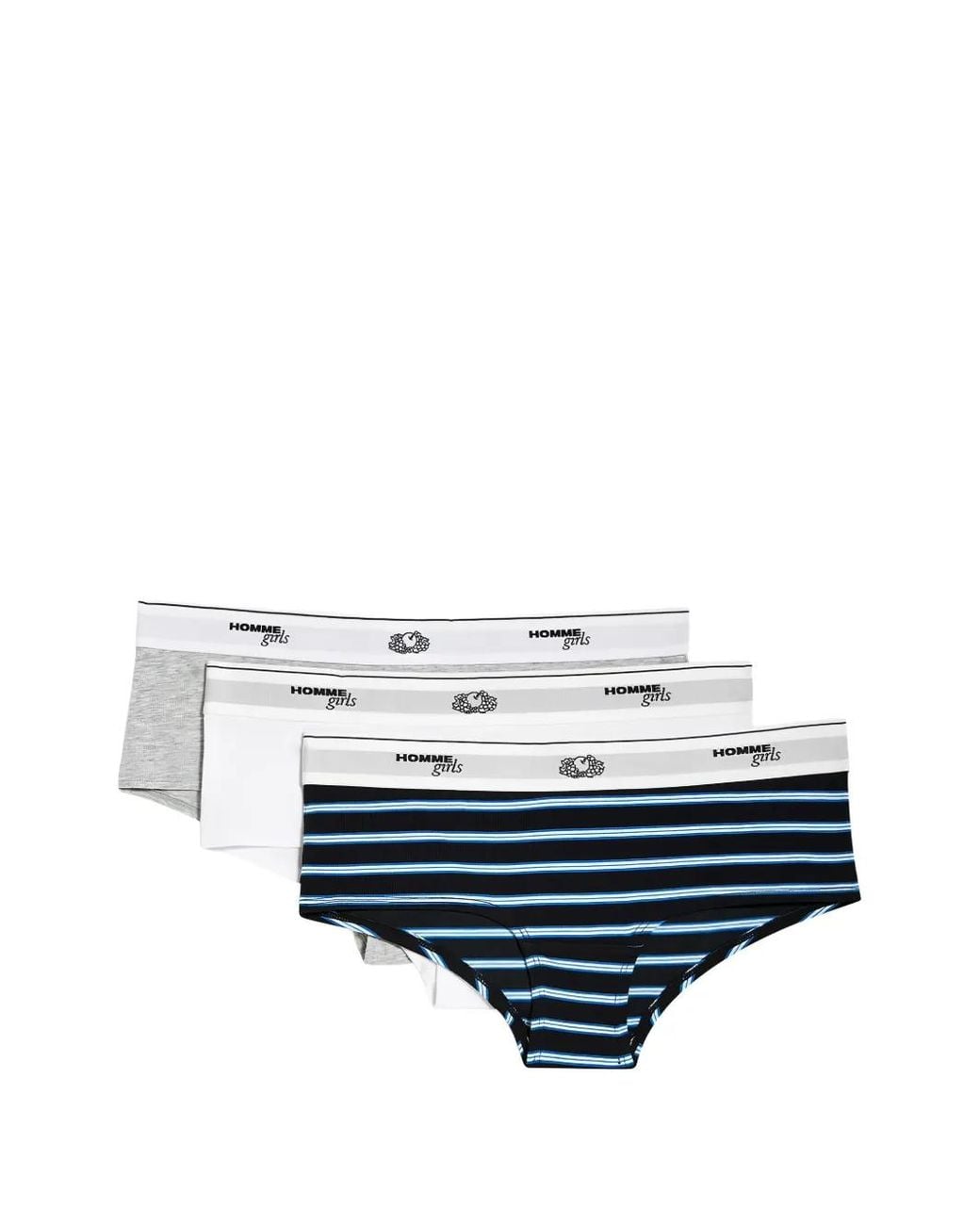 HOMMEGIRLS White Logo-Waistband Boy Shorts Set