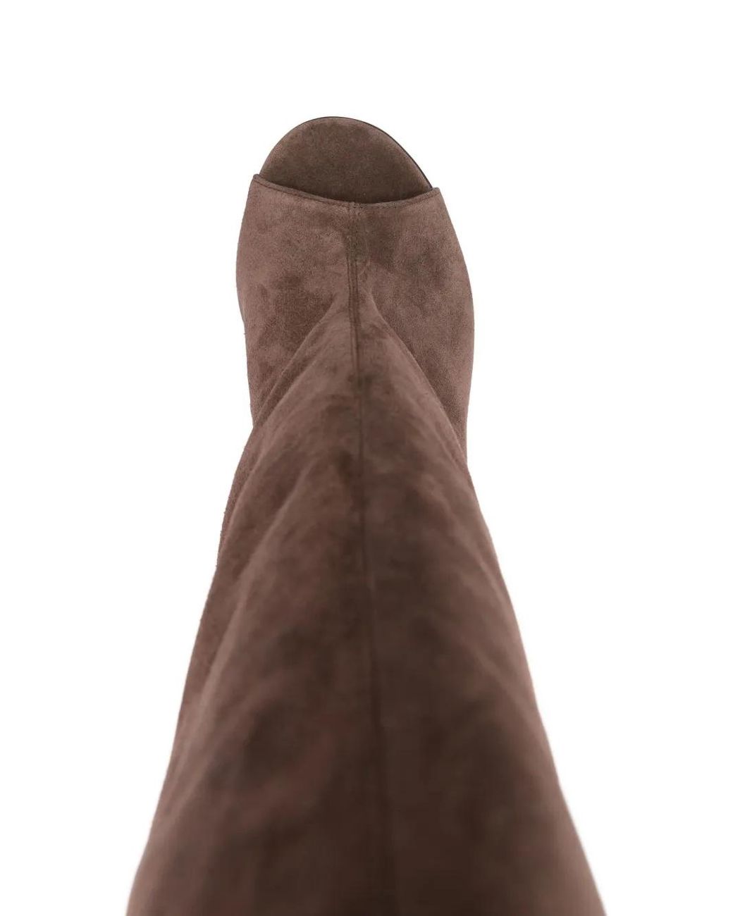 Gia Borghini 70Mm Ninette Peep-Toe Suede Boots in Brown | Lyst