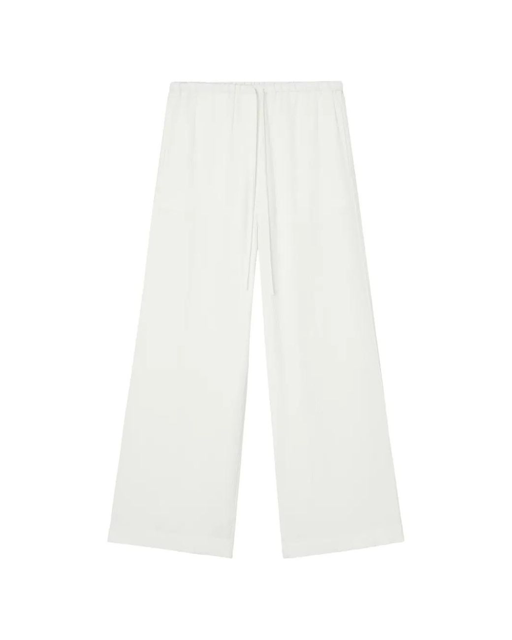Totême White Drawstring Wide-Leg Trousers