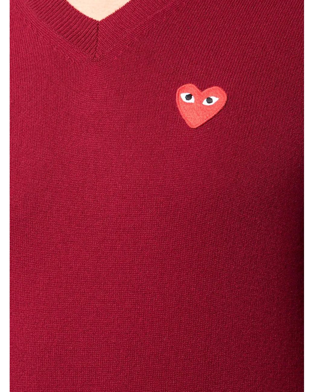 COMME DES GARÇONS PLAY Red V-Neck Sweater for men