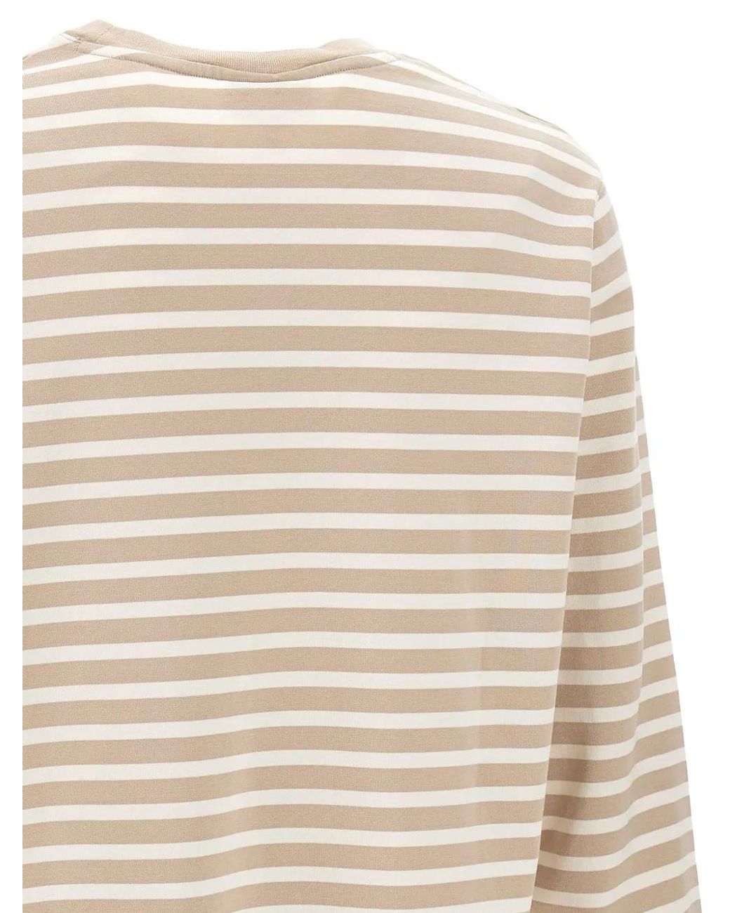 Maison Kitsuné White Fox-Head Striped Long-Sleeve Top for men