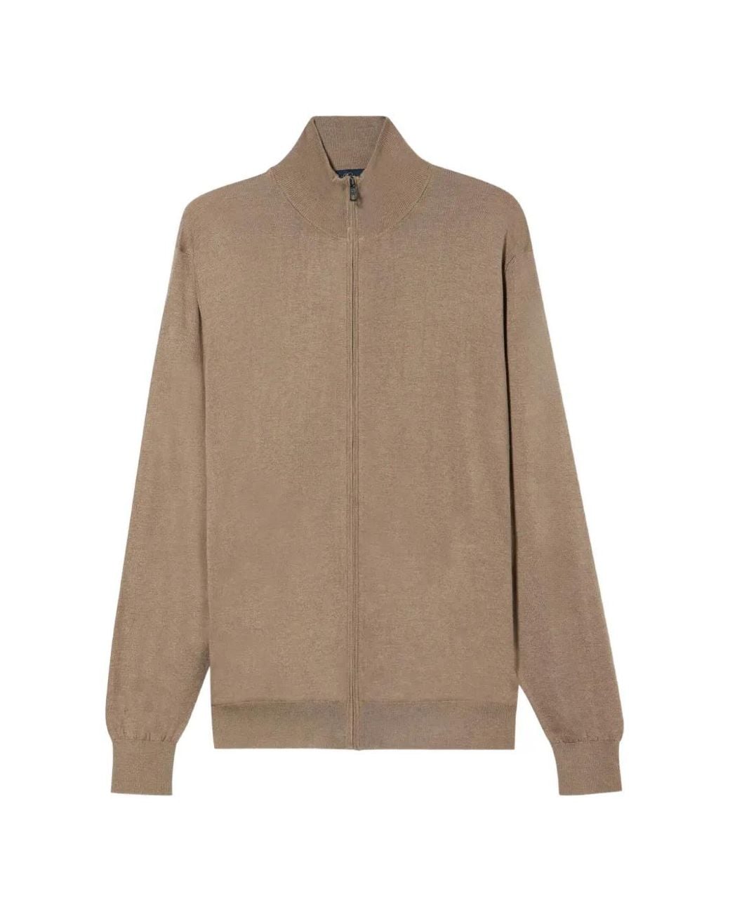 Brooks Brothers Natural Full-Zip Mock-Neck Cardigan for men