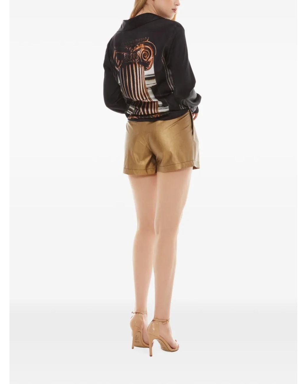 Tessitura Body Couture Natural Metallic-Effect Tailored Shorts