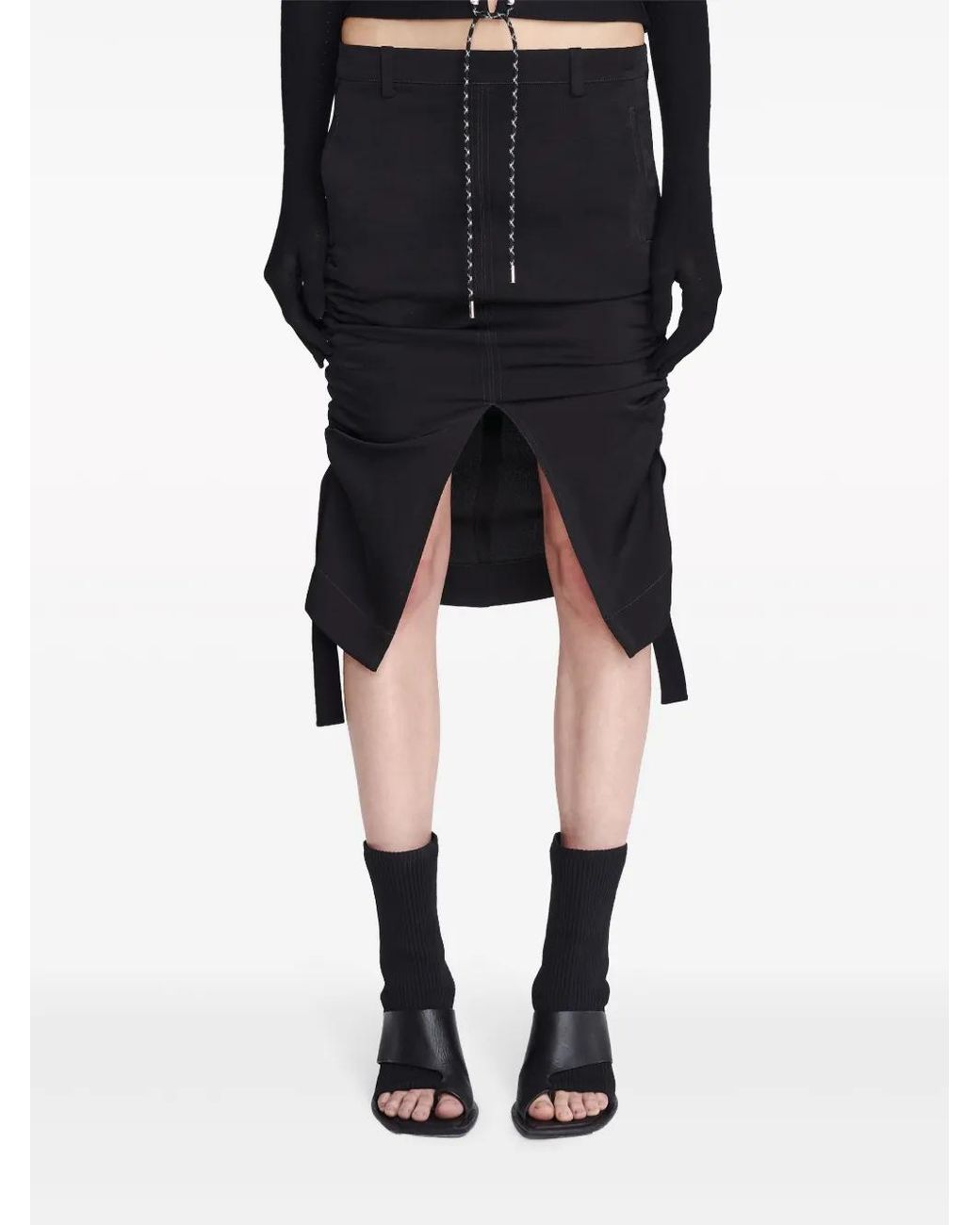 Dion Lee Black Cinch Midi Skirt
