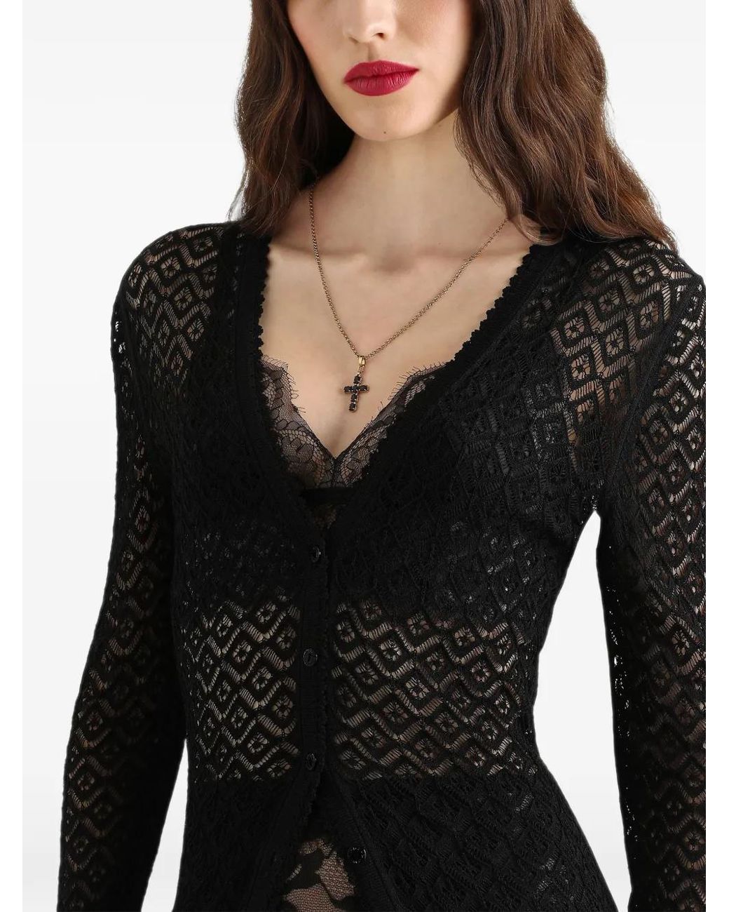 Dolce & Gabbana Black Cardigan En Dentelle