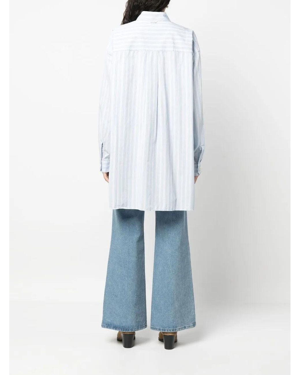 Our Legacy White Striped Oversized Long-Sleeve Shirt