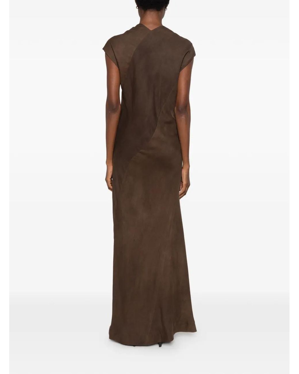 TAIGA TAKAHASHI Brown V-Neck Silk Maxi Dress