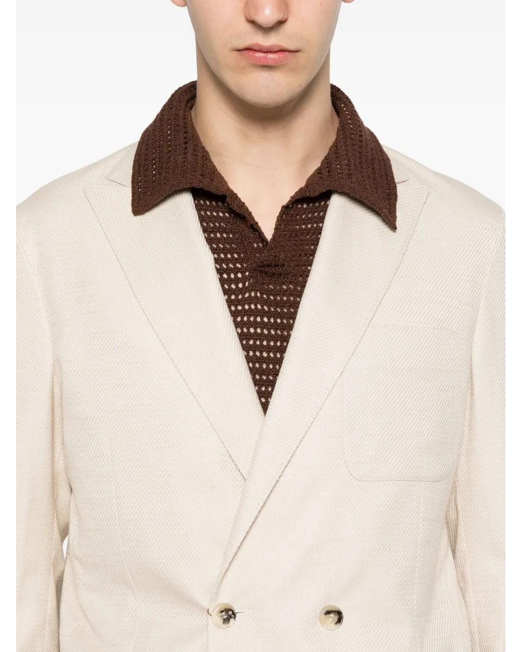 Canali Doppelreihiges Sakko in Natural für Herren