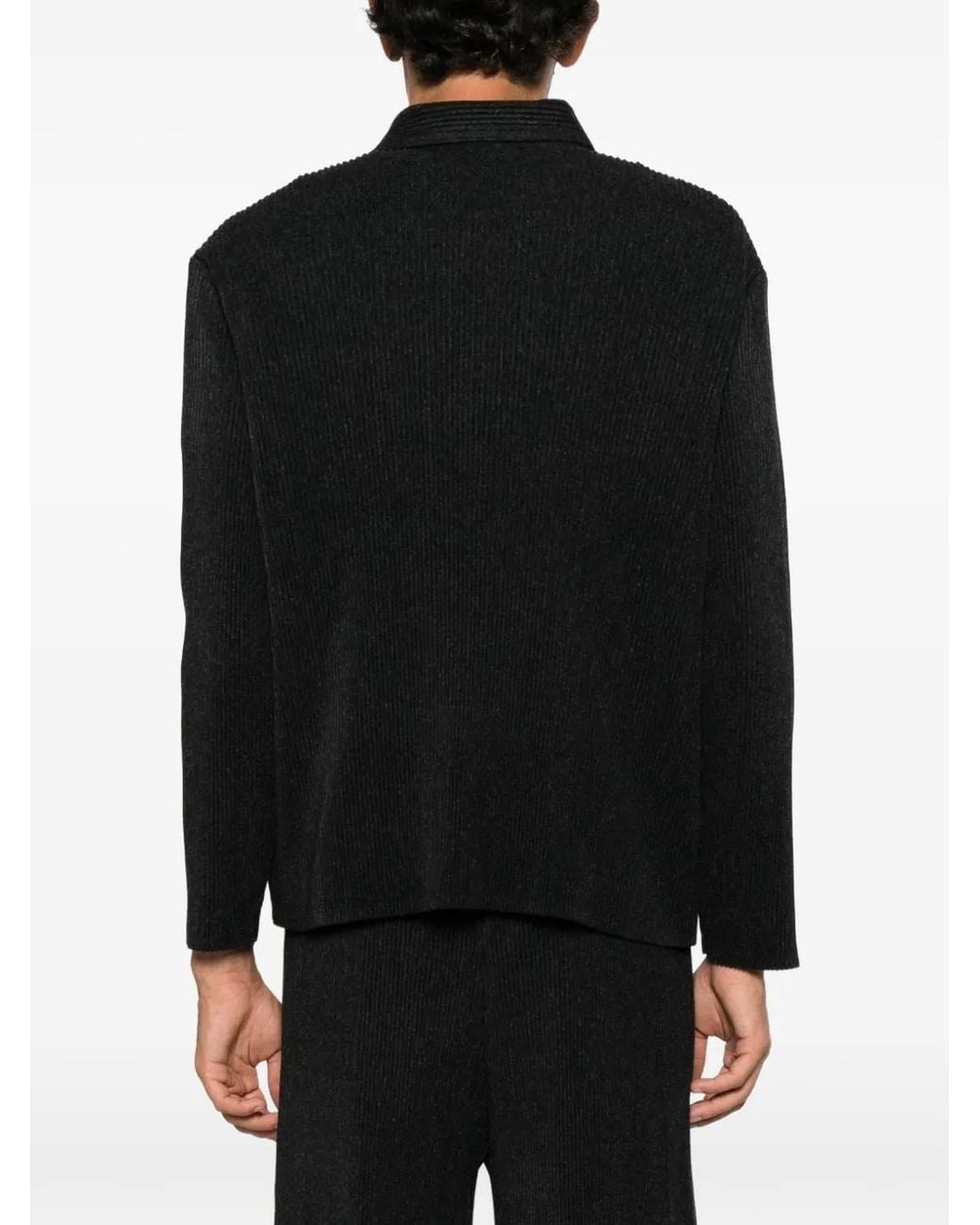 GONGDID DESIGN Black Chemise En Maille Nervurée