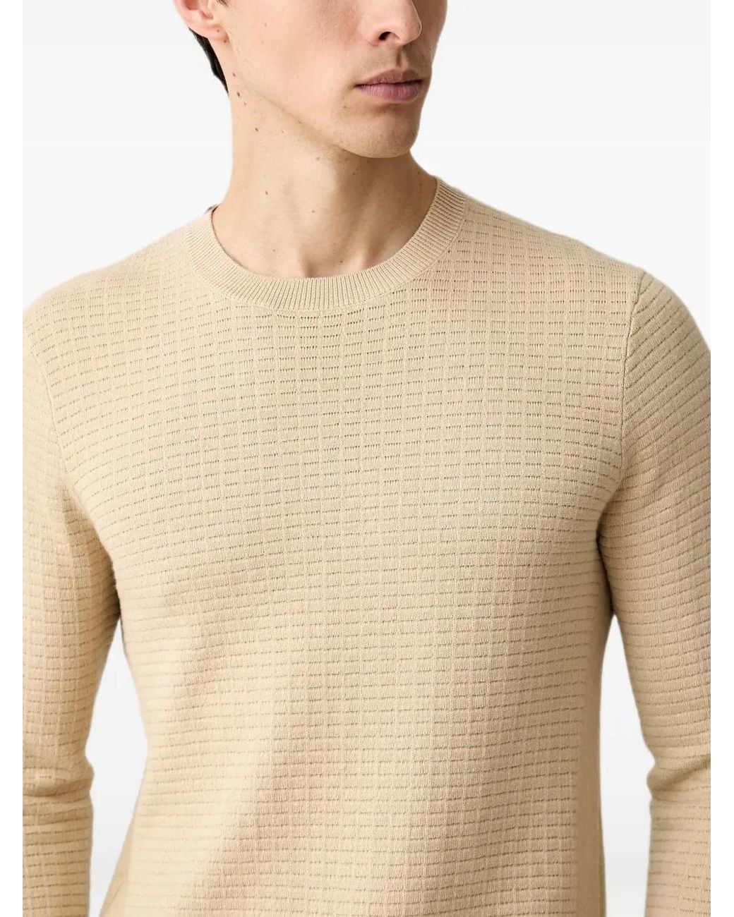 Trussardi Natural Textured-Knit Crew-Neck Sweater for men