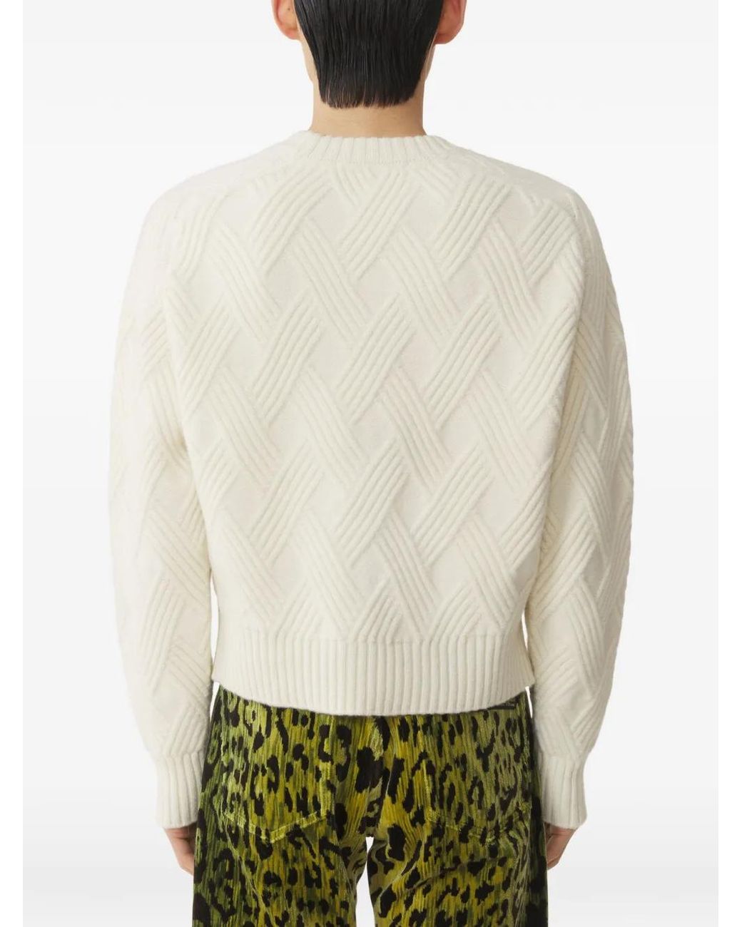 Lanvin Pullover Mit Zopfmuster in White für Herren