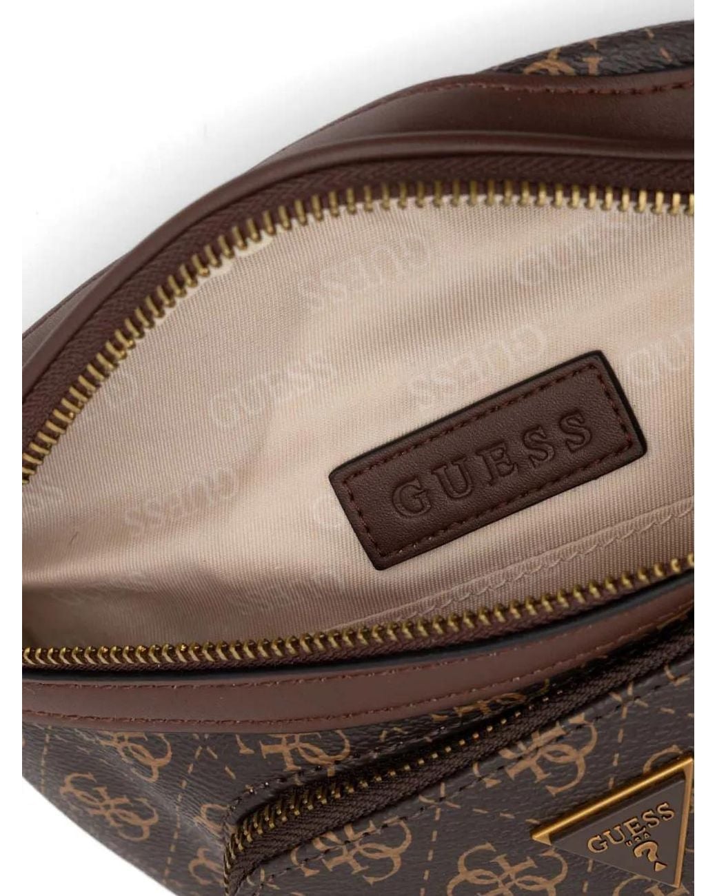 Guess Brown Vezzola Monogram-Print Logo-Plaque Belt Bag for men