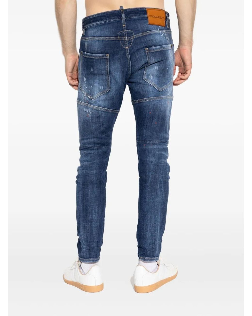 DSquared² Blue Medium Spots Wash Tidy Biker Jeans for men