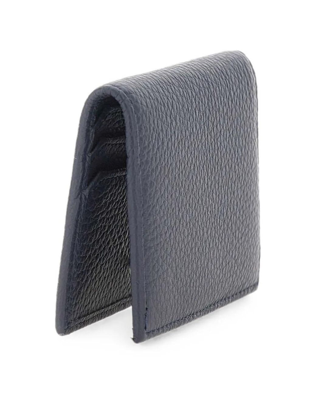 Gianni Chiarini Blue Dollaro Pebbled Leather Card Holder