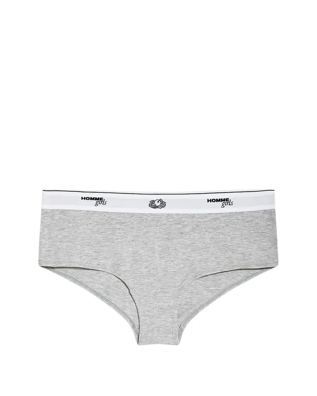 HOMMEGIRLS White Logo-Waistband Boy Shorts Set