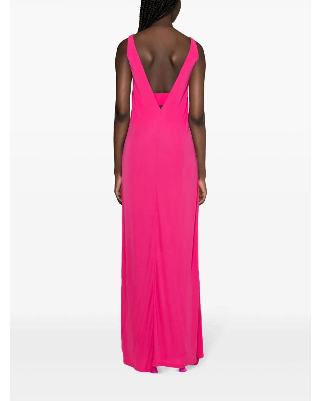 Pinko Pink Cabreo V-Neck Maxi Dress