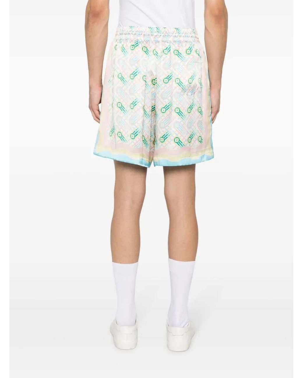 Casablanca Green Ping Pong Silk Shorts for men