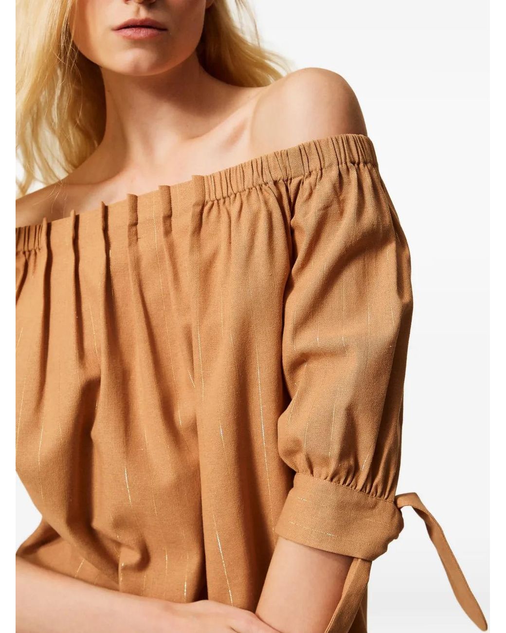 Twinset Brown Lurex Pinstripe Blouse