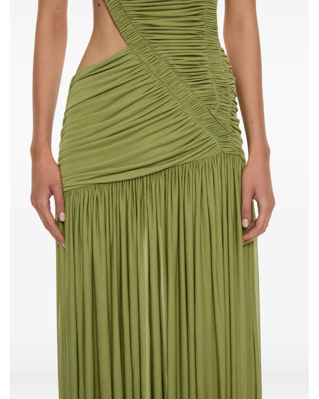 Christopher Esber Green Orion Separation Cut-Out Ruched Gown
