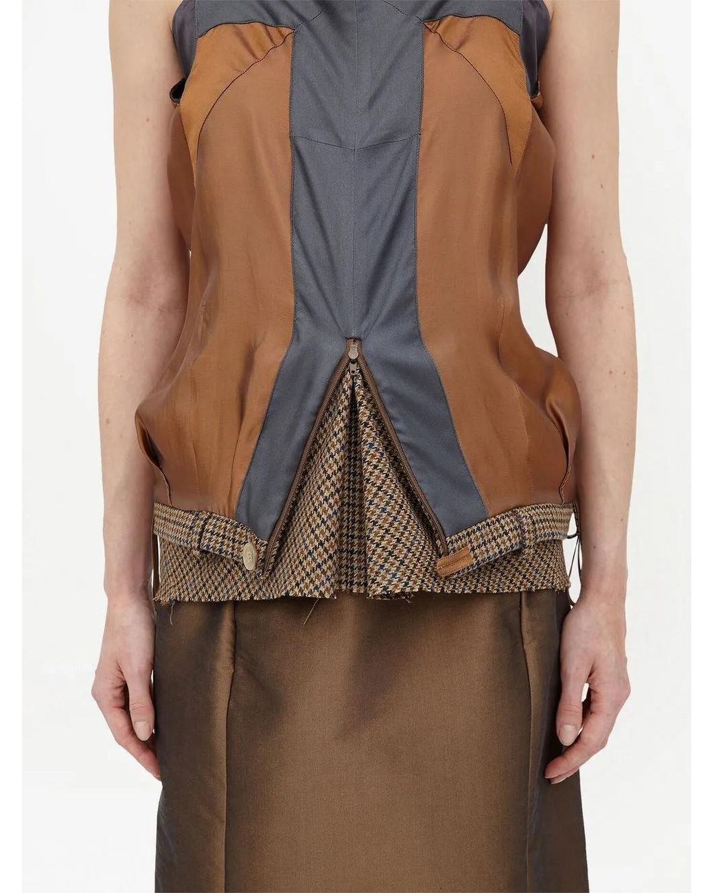 Maison Margiela Brown Décortiqué Houndstooth-Pattern Top