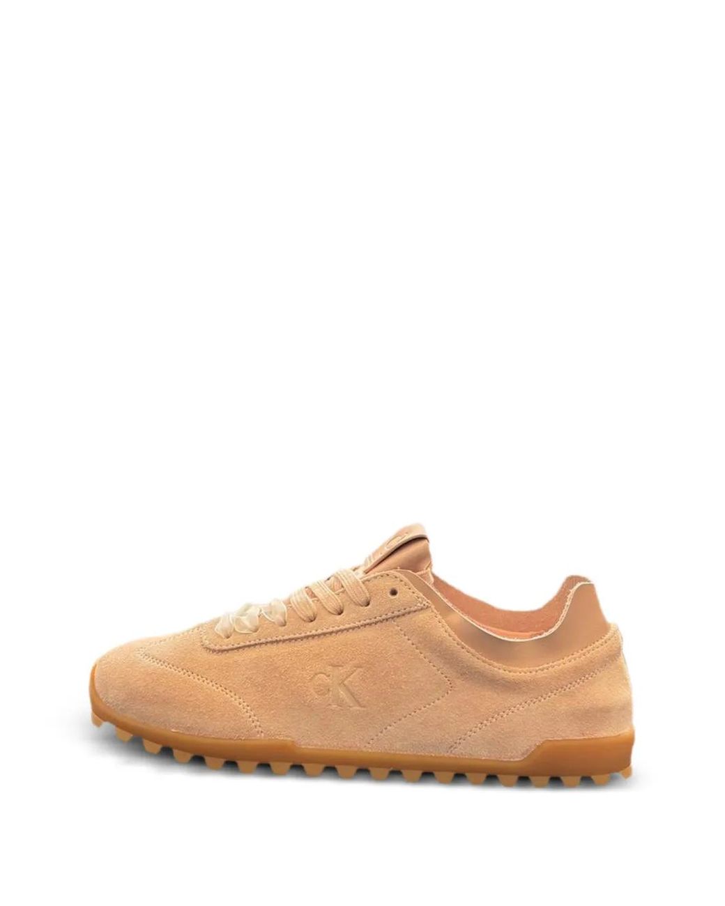 Calvin Klein White Logo-Embossed Suede Sneakers