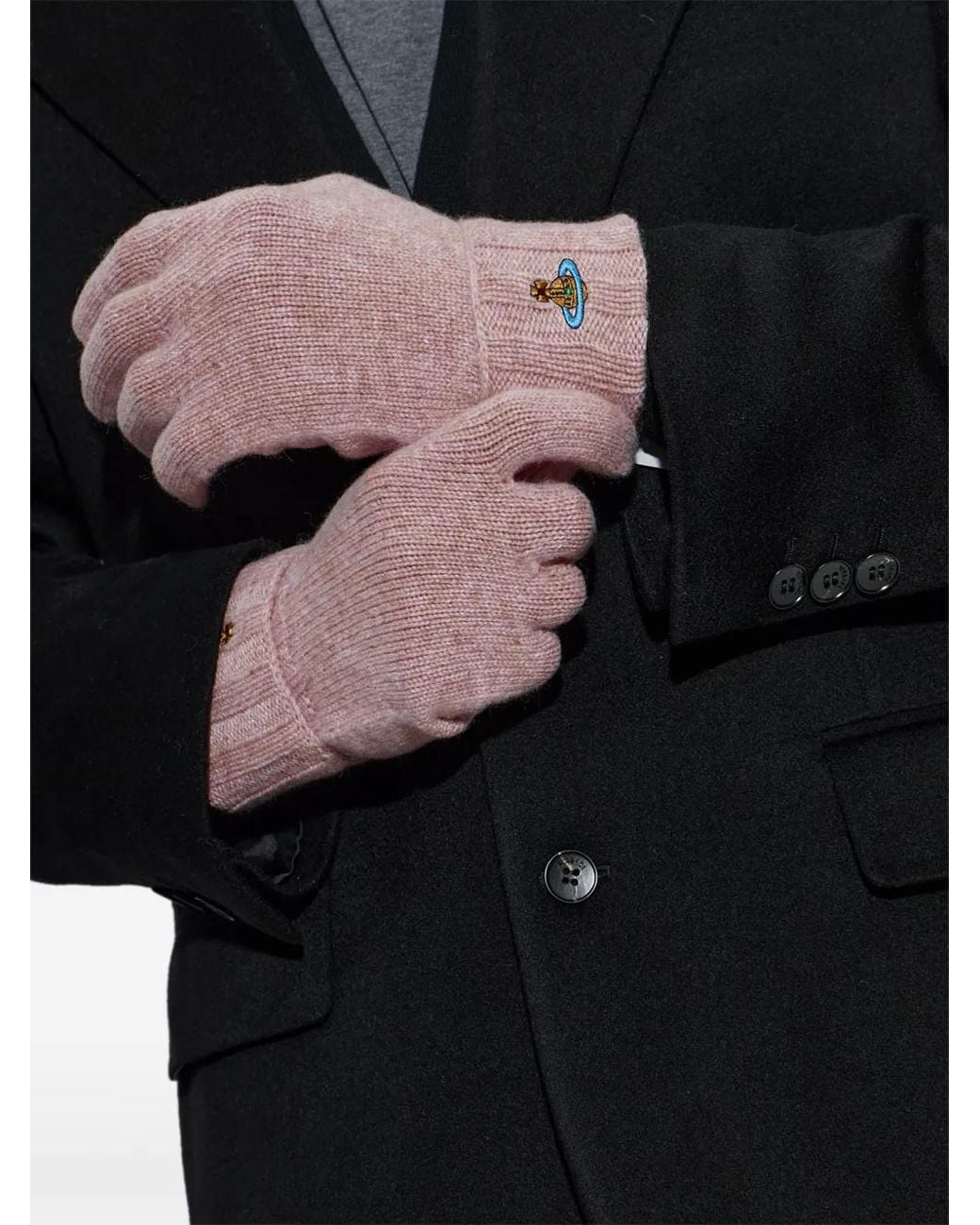 Vivienne Westwood Pink Orb-Embroidered Cashmere Gloves