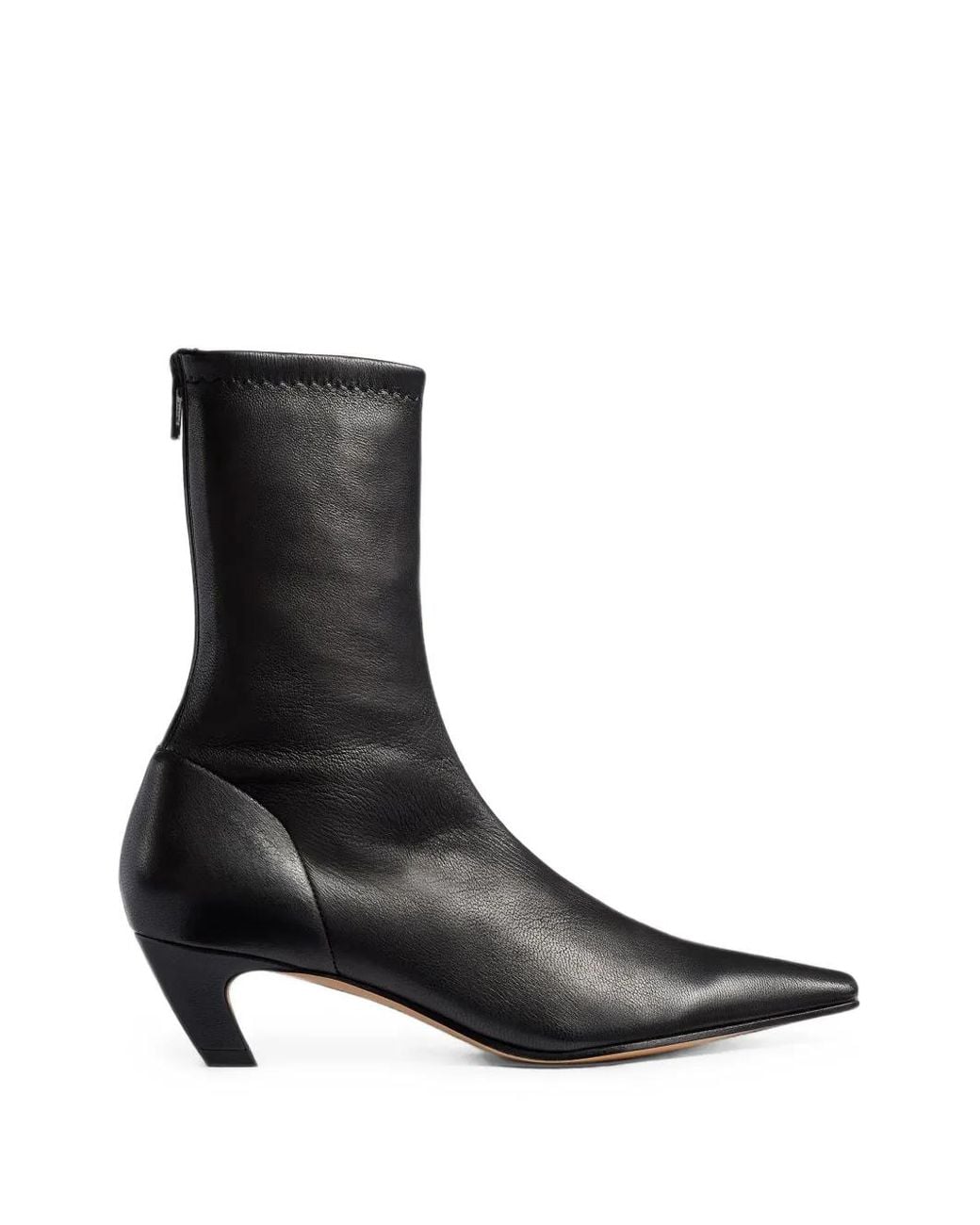 Khaite Black Arizona Leather Ankle Boots