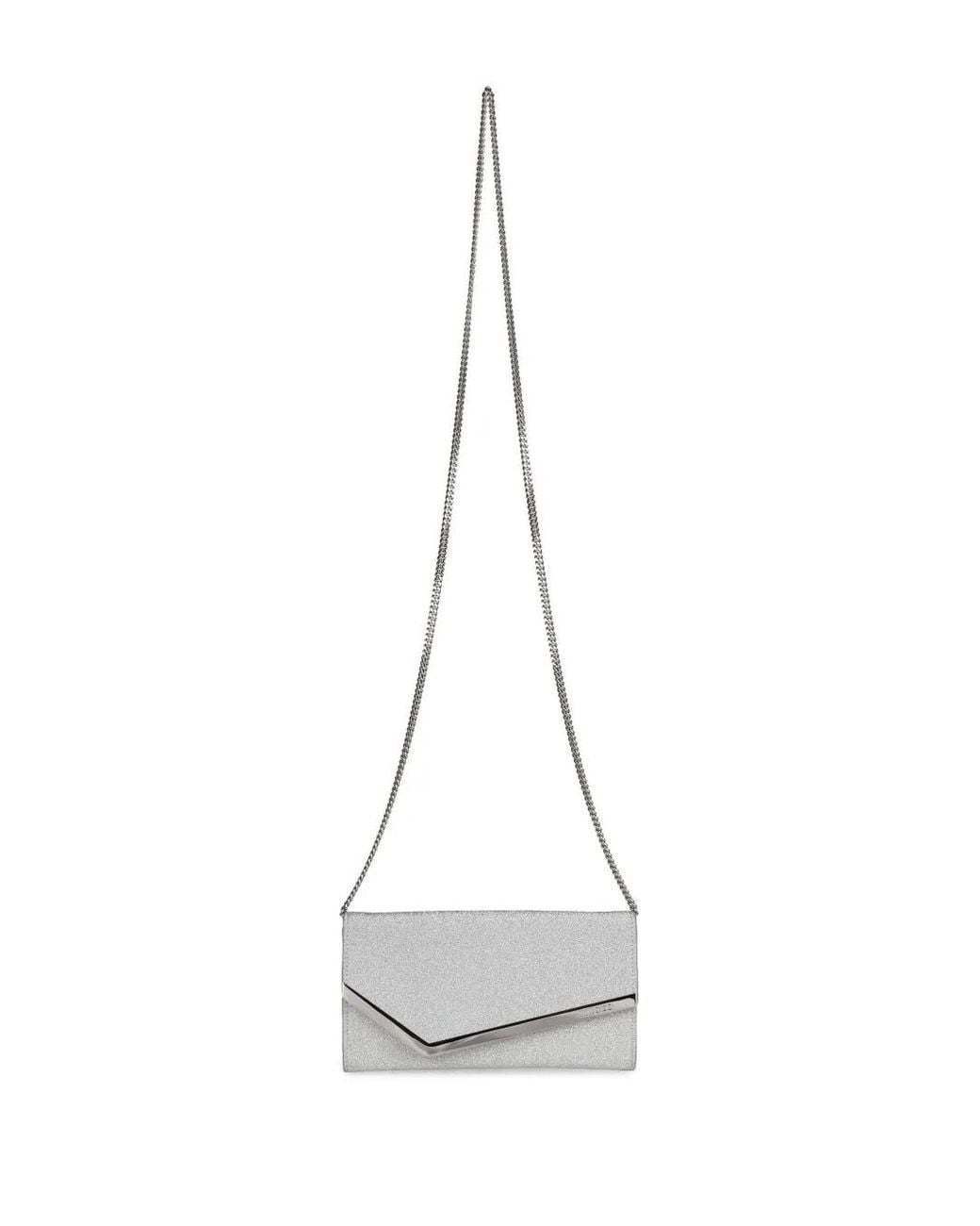 Jimmy Choo Gray Emmie Glitter Leather Clutch